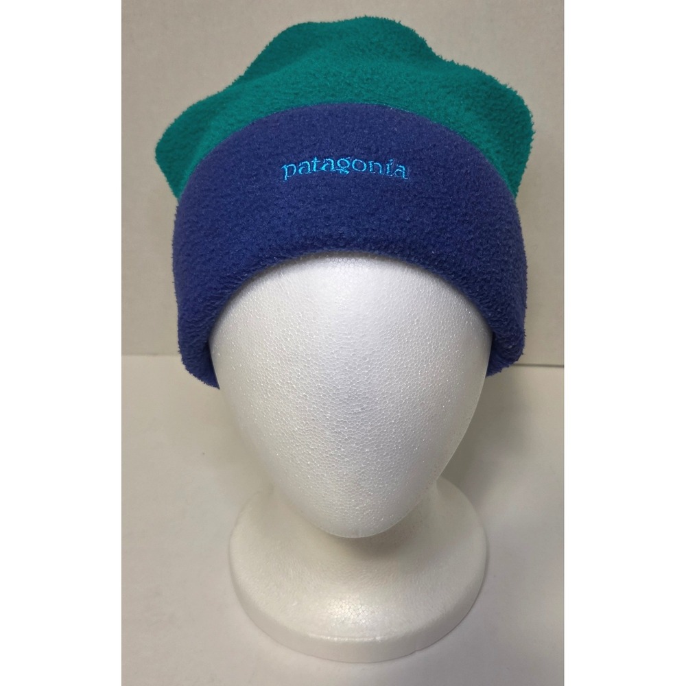 Vintage 1990s Patagonia Synchilla Fleece Beanie Kids M Teal Purple Made in USA